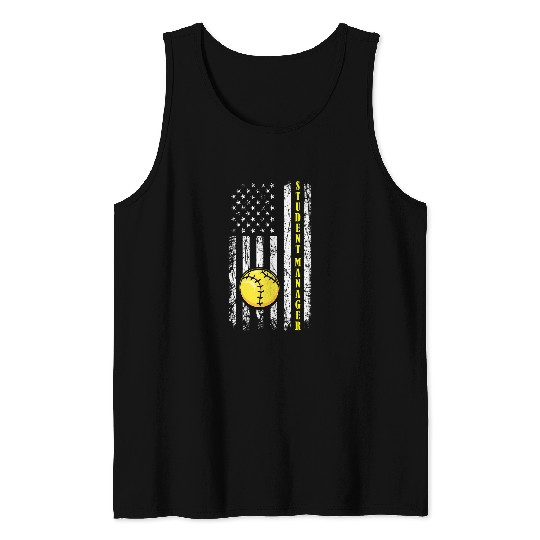 Student Manager American Flag School Softball Team Tank Tops