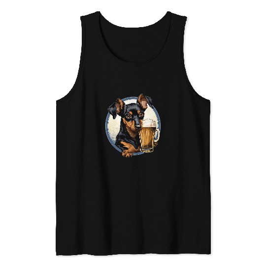 Miniature Pinscher Beer Funny Dog Drinking Tank Tops