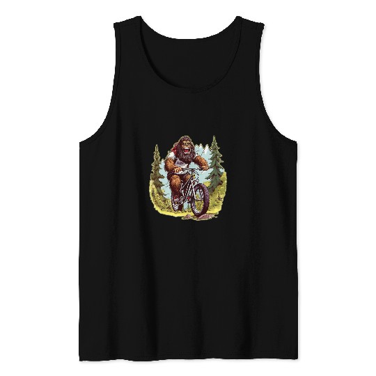 Sasquatch Mountain Biker MTB Biking Tank Tops