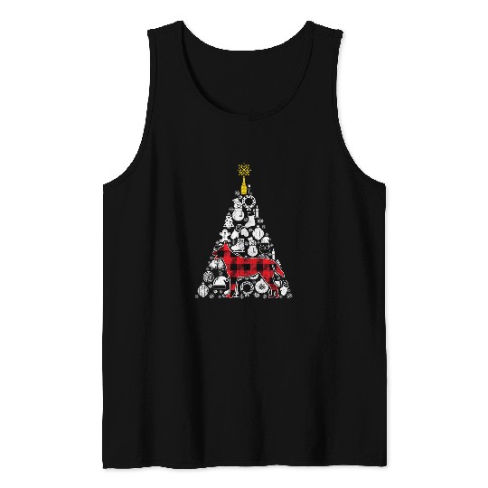 Red Plaid Dutch Shepherd Christmas Tree Ornament Decor xmass 1 Tank Tops