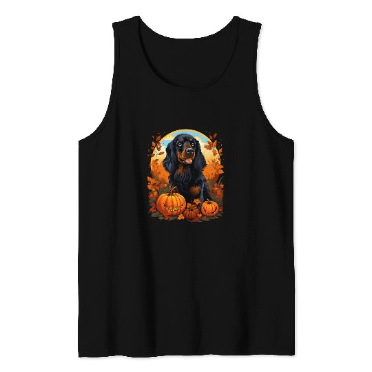Pumpkin Gordon Setter Dog Halloween Thanksgiving Tank Tops