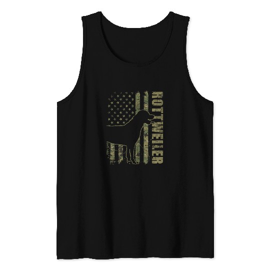 Rottweiler USA American Flag Camouflage Dog Owner Tank Tops