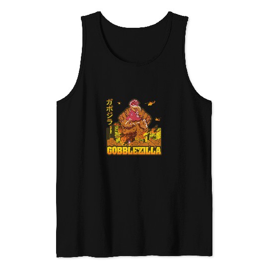 Zombie Turkey Day Thanksgiving Gobblezilla Tank Tops