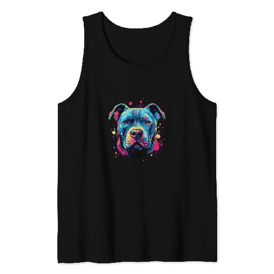 Pit Bull Dog Colorful Pitbull 1 Tank Tops