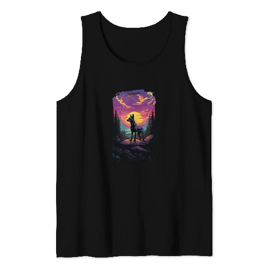 Miniature Pinscher Dog Mom Dad Mountain Trees Artistic Tank Tops