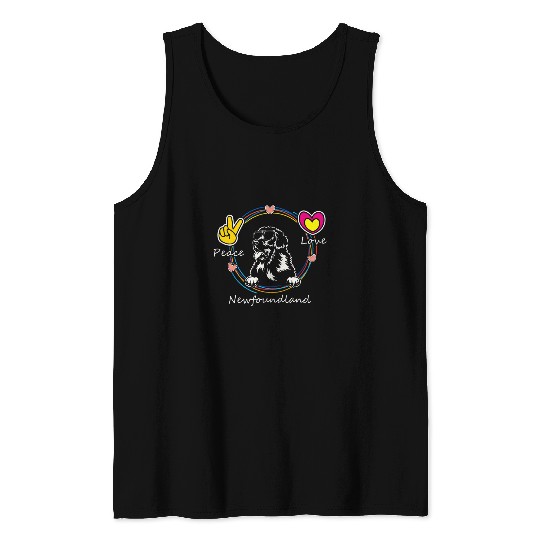 Peace Love and Newfoundland Cute Dog Lovers for Mothers Day Tank Tops