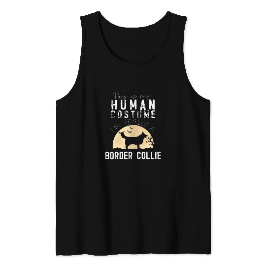 Halloween Human Costume Border Collie Creepy Tank Tops