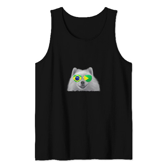 Samoyed Dog Brazil Flag Sunglasses Tank Tops
