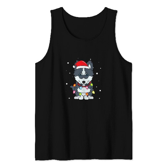 Pomsky Lights Mom Dad Dog Gift Tank Tops