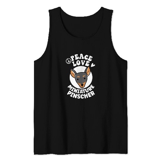 Peace Love Miniature Pinscher Dog Breed Tank Tops