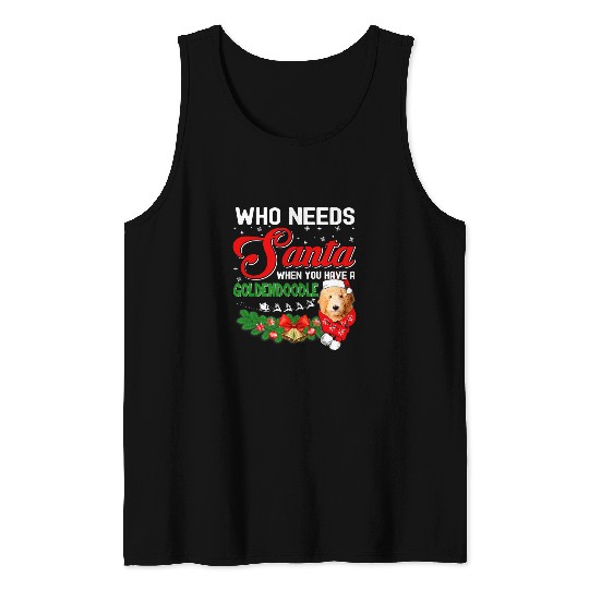 Bears Funny Goldendoodle With Santa Hat Beard Christmas Tee Tank Tops