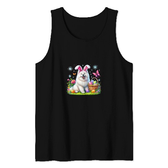 Samoyed dog Easter egg basket tee adorable combo Tank Tops