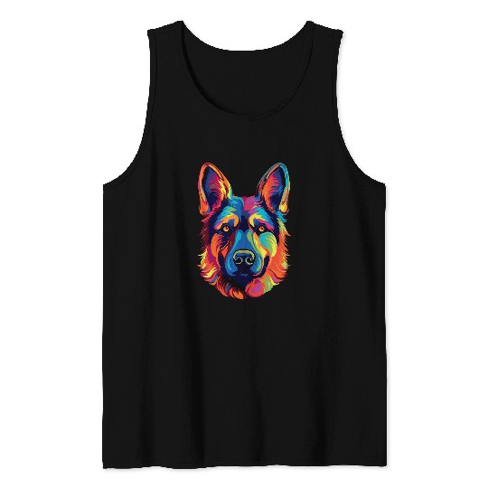 German Shepherd Dog Colorful Tank Tops