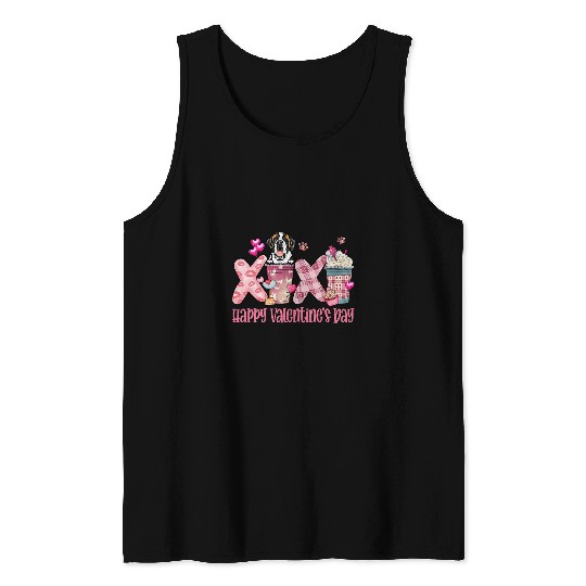 Saint Bernard XOXO Happy Valentines Day Coffee Dog Lover Tank Tops