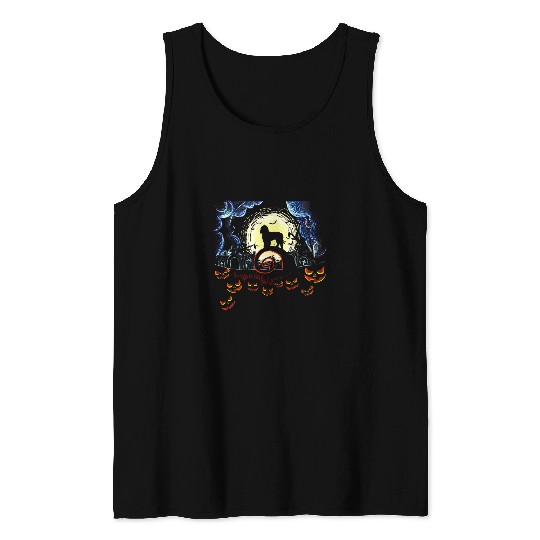 Dog Goldendoodle And Moon Funny Halloween Costume Gift T-Shirt Tank Tops