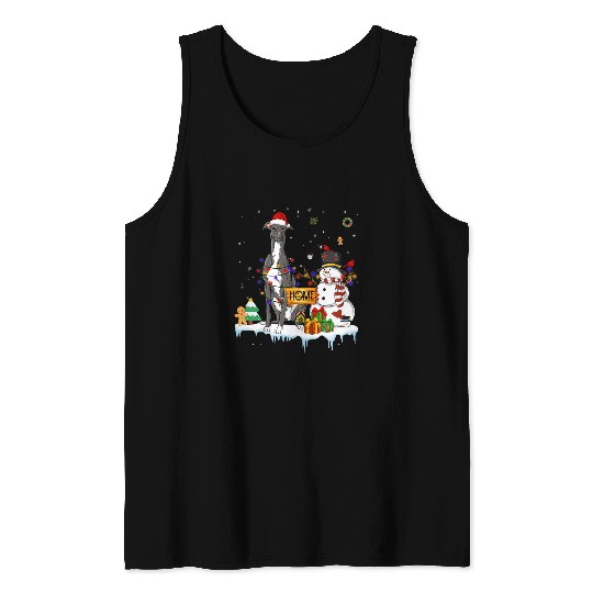 Dog Grayhound Greyhound Dog Christmas Snowman Santa Hat Tree T-Shirt Tank Tops