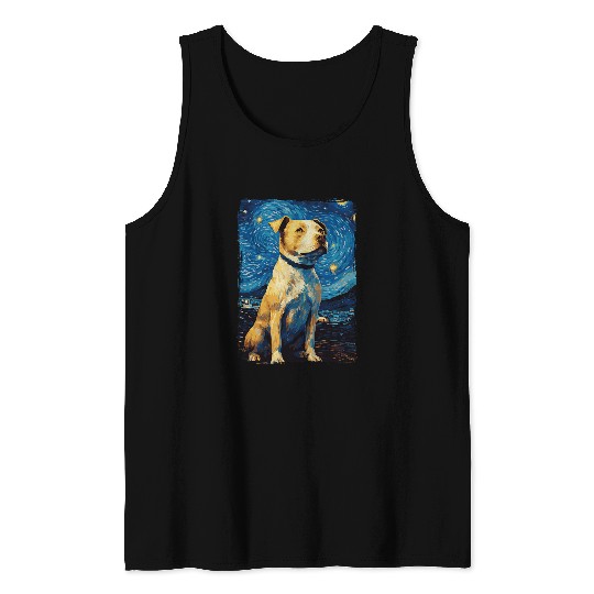 Pitbull Dog Starry Night Tank Tops