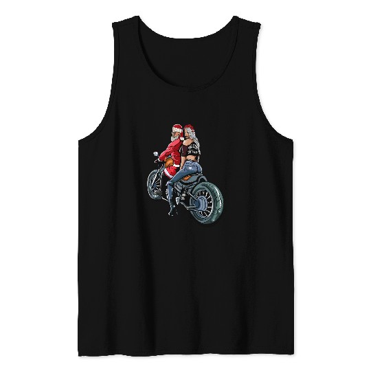 Santa And Mrs Claus Motorcycle Gift Christmas Biker 21 Tank Tops