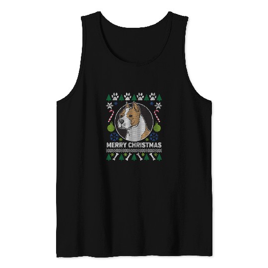 Pit Bull Amstaff Ugly Christmas Tacky xmass Gift Idea Tank Tops