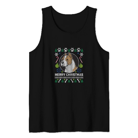 Pit Bull Amstaff Ugly Christmas Tacky xmass Gift Idea Tank Tops