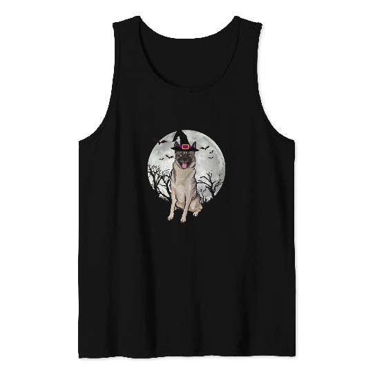 Discover Scary Norwegian Elkhound Dog Witch Hat Halloween Tank Tops