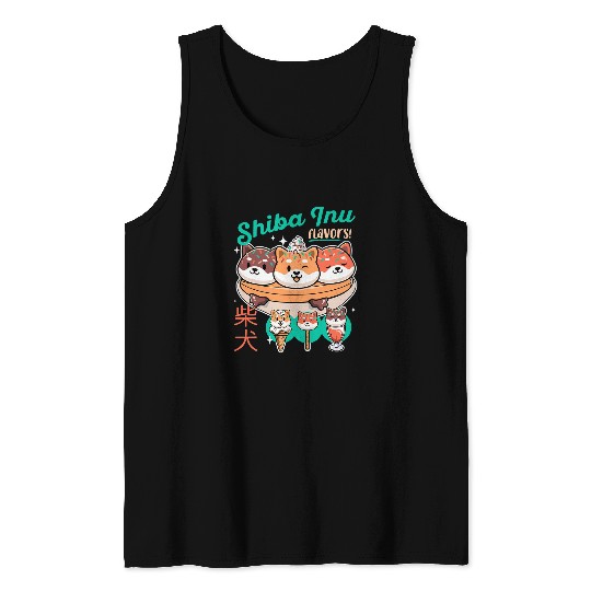 Dog Shiba Inu Cute Retro vintages Ice Cream Dog Lover Tank Tops