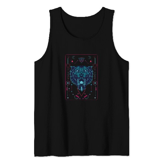 Native American geometric animal sabertooth tiger Tank Tops