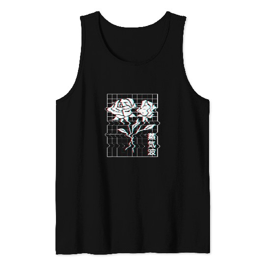 Japan Aesthetic Vaporwave Roses Glitch Art Japanese Grunge Tank Tops
