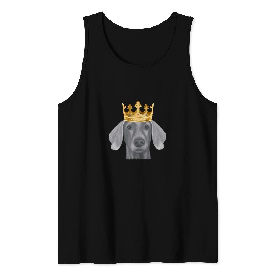 Weimaraner Dog Wearing A Crown Tank Tops