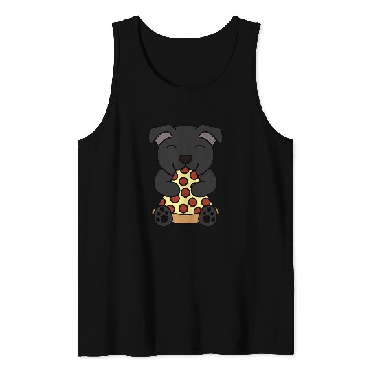 Pizza Staffordshire Bull Terrier Dog Tank Tops
