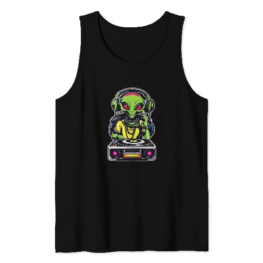 Rave Festival Happy Alien DJ Pop Art Tank Tops
