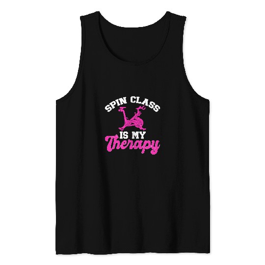 Indoor Cycling Spinning Workout Spin Class Is My Therapy Tank Tops