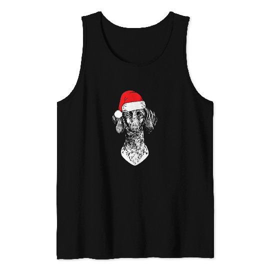 Santa German Shorthaired Pointer GSP Dog Ugly Christmas Tank Tops