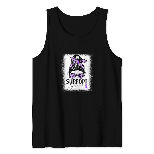 Support Squad Messy Bun Purple Warrior Epilepsy Awareness Tank Tops