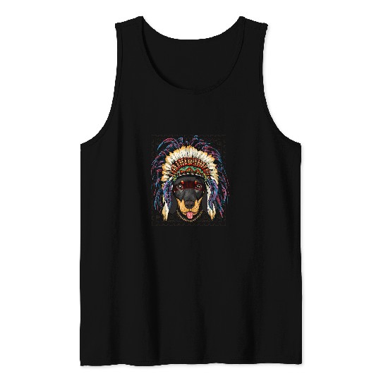 Native American Indian Dachshund Dog Indigenous Peoples Tank Tops