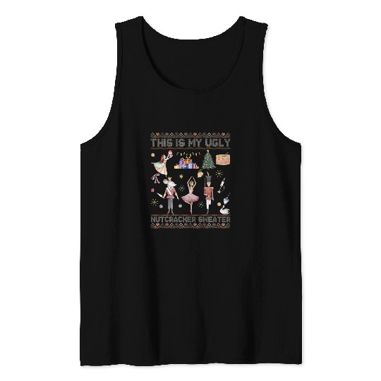 This Is My Ugly Nutcracker Ballet Sweater Retro Hearts Xmas Tank Tops