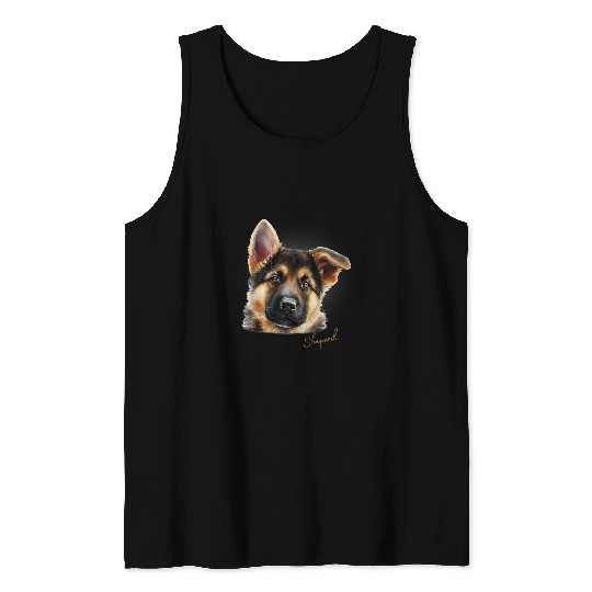 German Shepherd Dog Puppy Watercolor Tank Tops