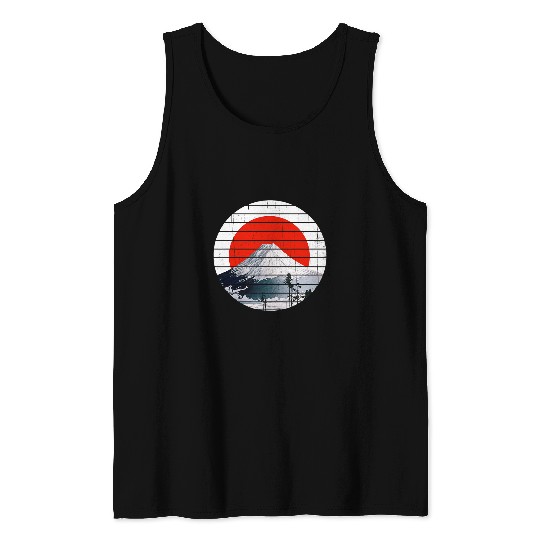 Japan Japanese Art Flag Mount Fuji Tokyo Tank Tops
