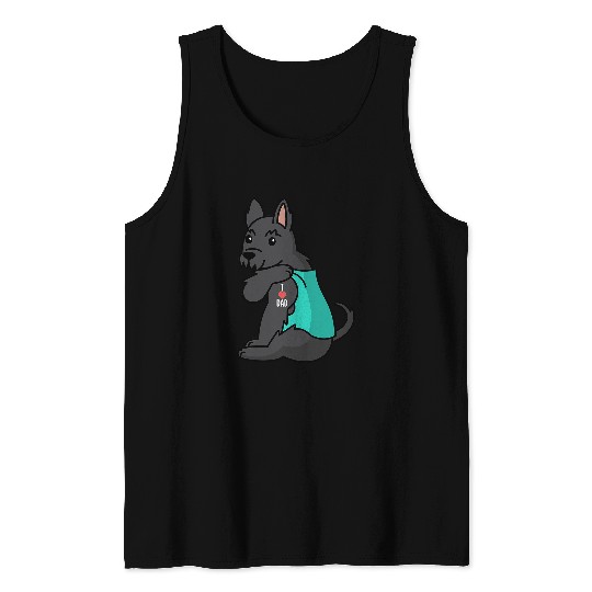 Dog Scottish Terrier I Love Dad Tattoo Scottish Terrier Father Dog Tank Tops