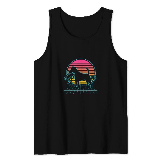 Smooth Fox Terrier Dog vintages 80s Vaporwave Aesthetic Puppy Tank Tops
