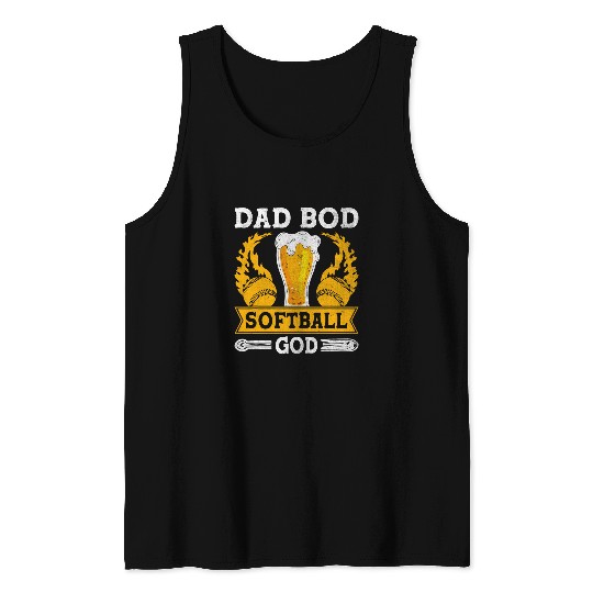 Softball Baseball Dad Player Beer Drinking Sports Lover Tank Tops
