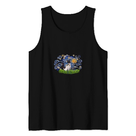 Smooth Fox Terrier Starry Night Famous Painting Dog Lover Tank Tops