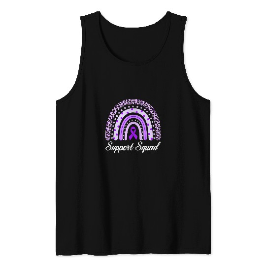 Support Squad Purple Rainbow Leopard Epilepsy Awareness Tank Tops