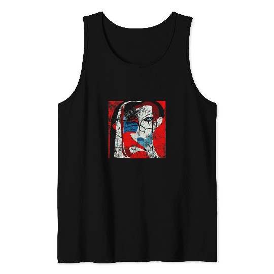 Sadness Wearing Art Piece Abstract Shapes Artful Graphic Tank Tops