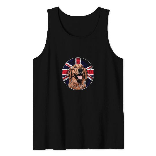 German Shepherd Funny Dog vintages Retro Great Britain Flag Tank Tops
