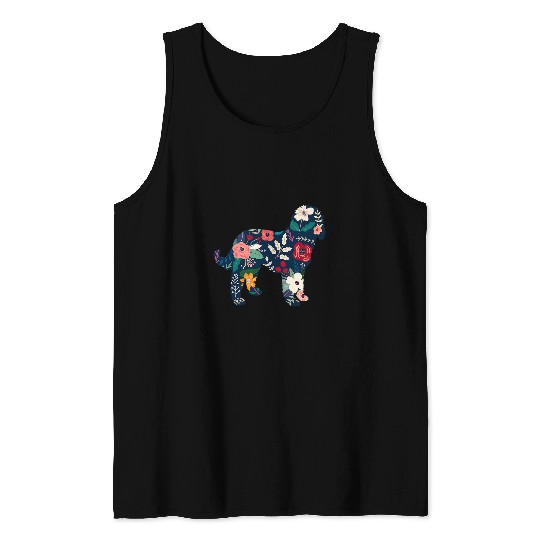 Dog Goldendoodle Floral Silhouette - Goldendoodle Dog T-Shirt Tank Tops