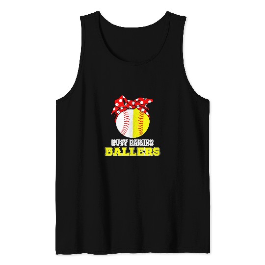 Discover Baseball Softball Gamer Mom Bandana Ball Busy Raising Baller Tank Tops