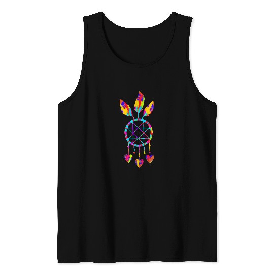 Tie Dye Dreamcatcher Feathers Native American Tribal Women 5 Tank Tops