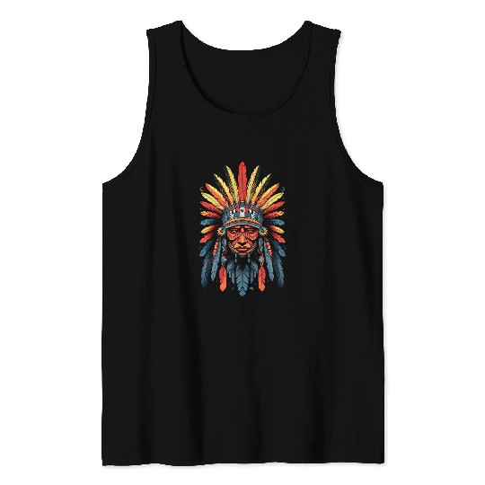 Native American Indian Design Warrior Native American 5 Tank Tops