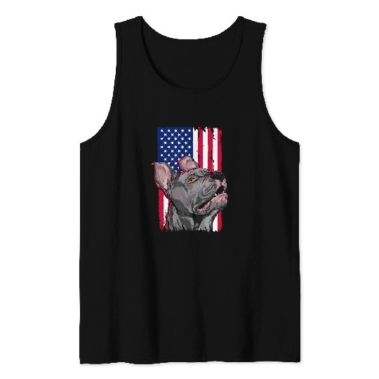Discover Pit bull Terrier Dog Lovers American USA Flag Tank Tops